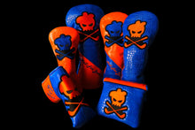 Load image into Gallery viewer, Blue & Orange Croc Leather Covers