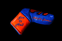 Load image into Gallery viewer, Blue & Orange Croc Leather Covers
