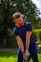 Load image into Gallery viewer, Hardline Polo - Navy &amp; Orange

